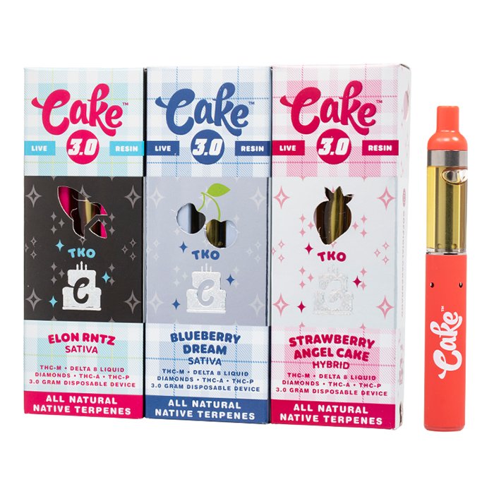 CAKE 3.0 TKO DELTA 8 + THC-M + LIQUID DIAMONDS + THC-A LIVE RESIN 3000MG DISPOSABLE | PACK OF 05 - SquaredistributionCAKE