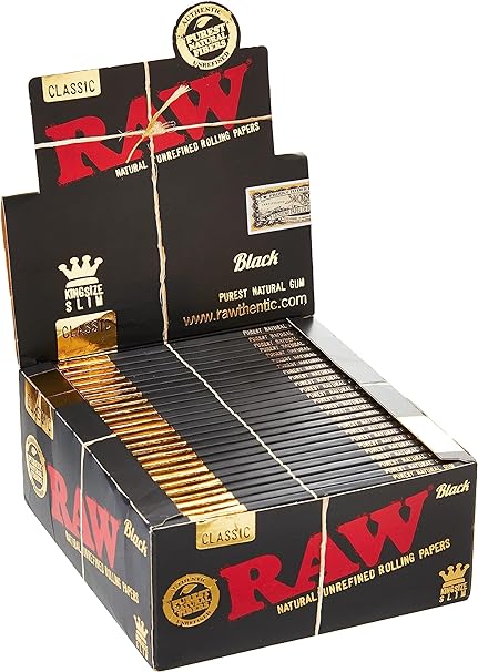 RAW CLASSIC ROLLING PAPER KING SIZE SLIM BLACK 32CT 50PK - SquaredistributionRAW