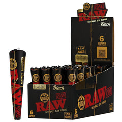 RAW CONE BLACK CLASSIC-1-1/4 SIZE-6CT - SquaredistributionRAW