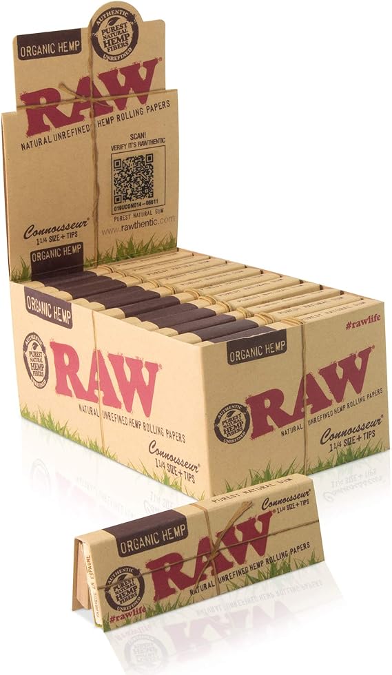 RAW ORGANIC CONNOISSEUR 1-1/4SIZE+TIPS-24CT - SquaredistributionRAW