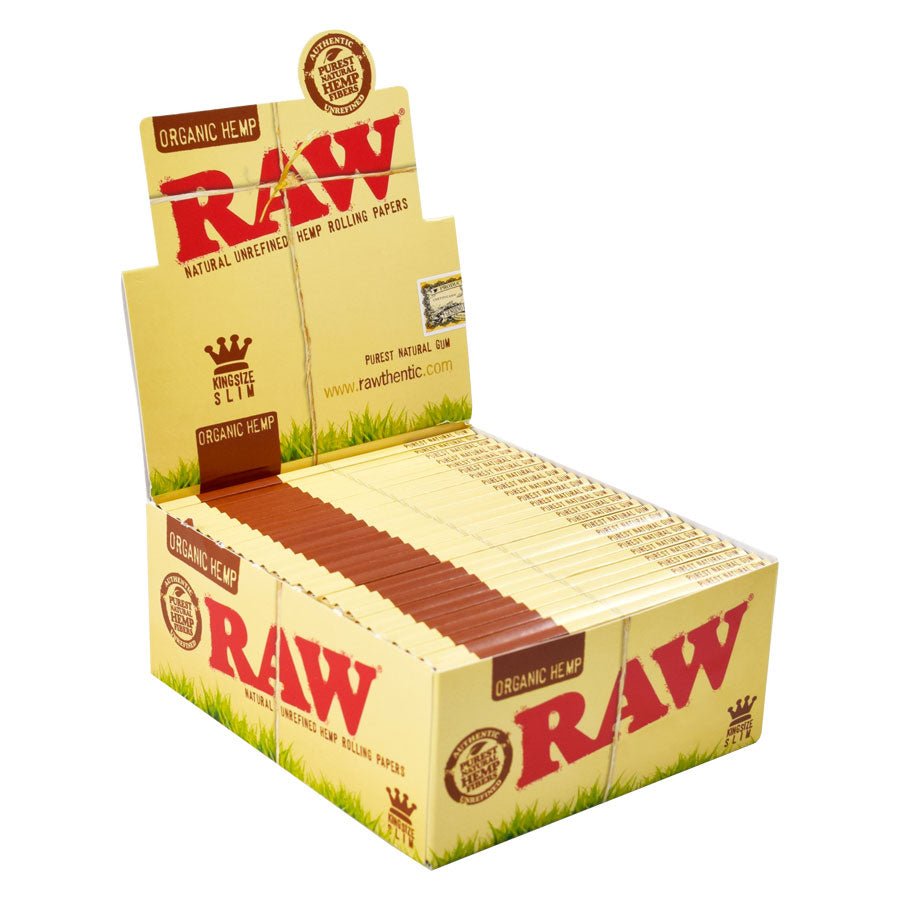 RAW ORGANIC HEMP KING SIZE SLIM ROLLING PAPER 32CT 50/BOX - SquaredistributionRAW